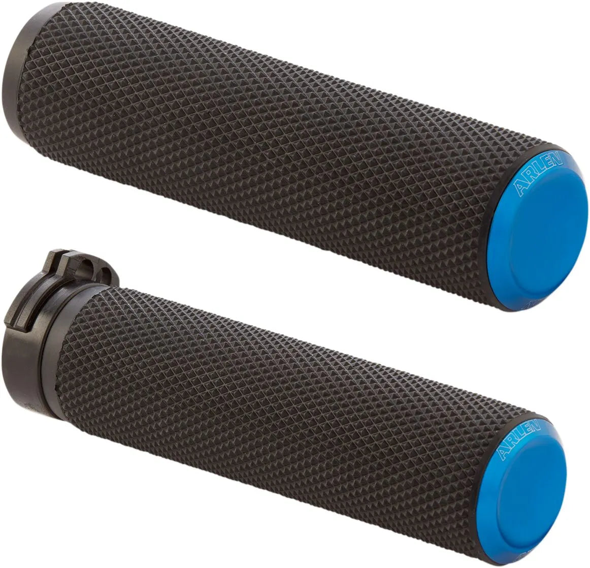 Arlen Ness Knurled Grips - Black/blue - 1"