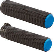 Arlen Ness Knurled Grips - Black/blue - 1"