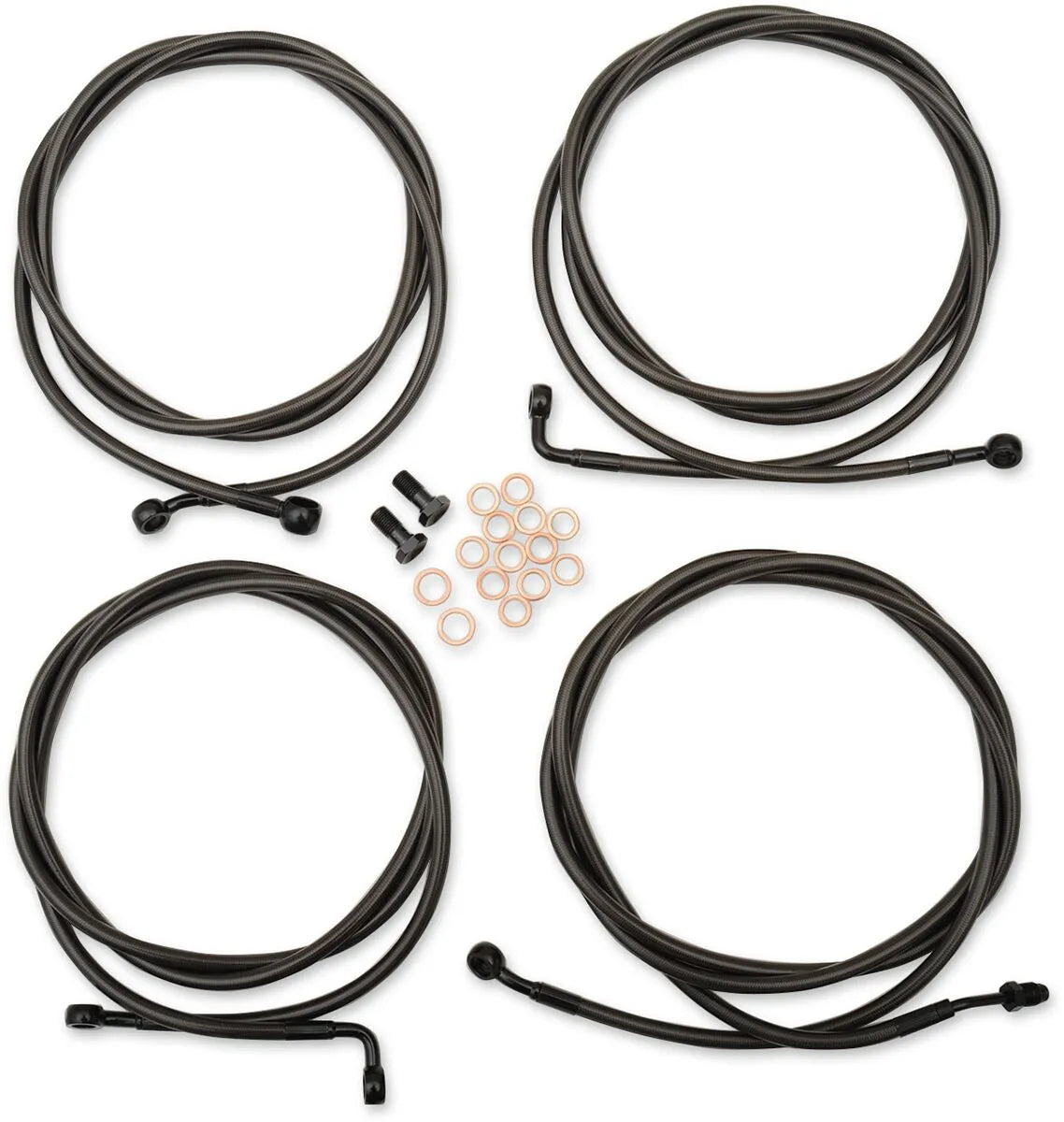 LA CHOPPERS Midnight Braided Cable/Brake Line Kit for 12"-14"