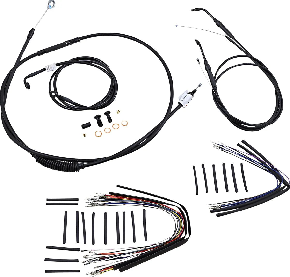 BURLY BRAND Black Vinyl Handlebar Cable Kit for Ape Hangers