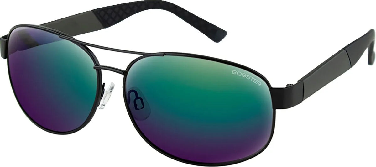 Bobster Commandant Sunglasses Charcoal/Black with Green Lens