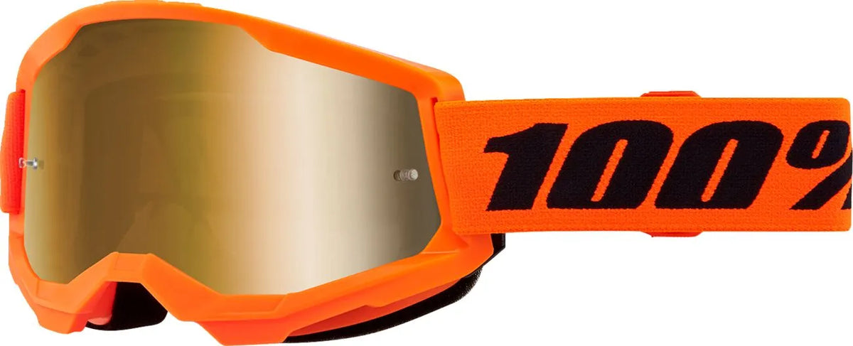 100% Strata 2 Goggle Neon Orange Mirror Gold