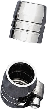 Drag Specialties Grooved Chrome Hose Ends With Clamp