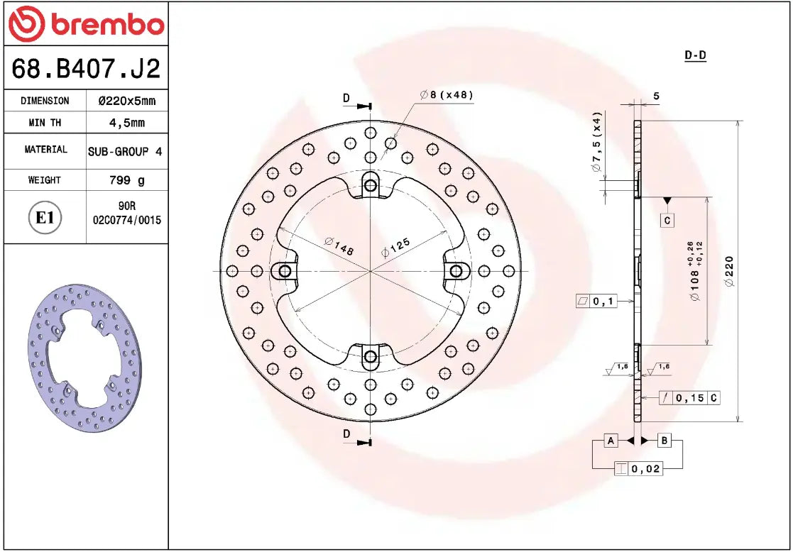 Brembo Serie Oro Prime Line Fixed Brake Rotor - Rear