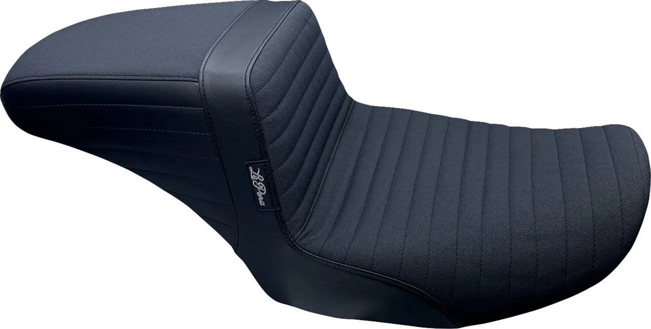 Le Pera Kickflip Seat - Black Vinyl, Pleated Gripper - For Harley Davidson