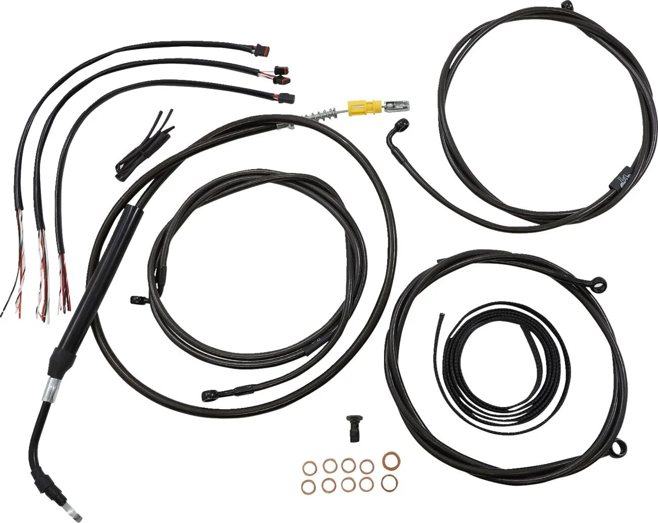 La Choppers Midnight Braided Cable/Brake Line Kit 18"-20" Ape