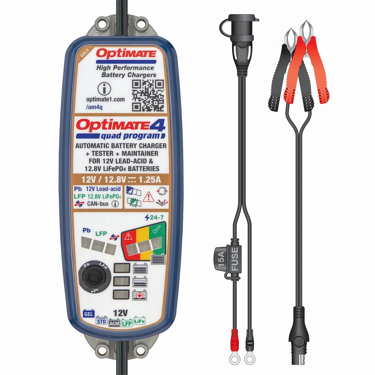 Tecmate Optimate 4 Quad Program 12v Battery Charger