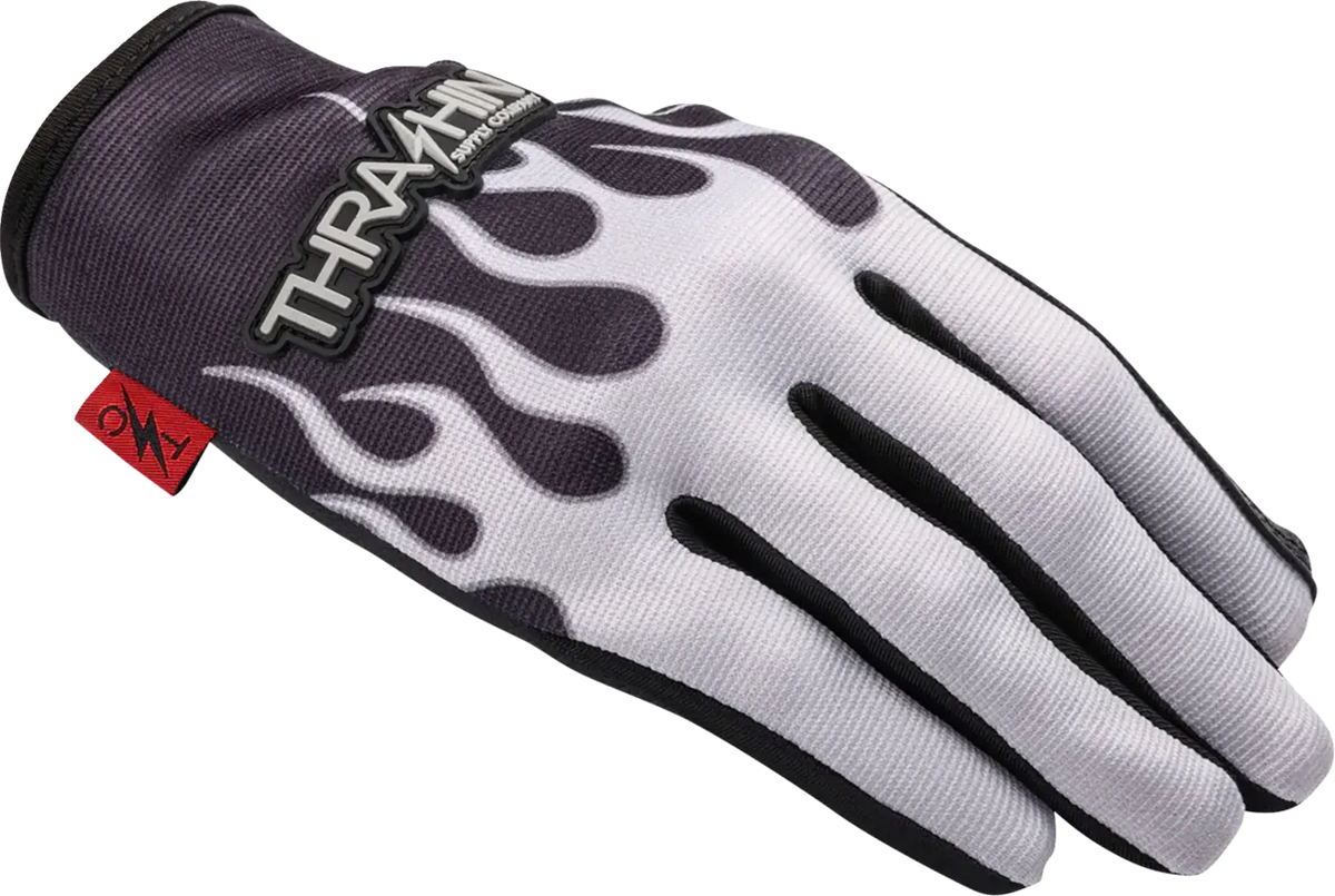 Thrashin Supply Co - Stealth Flame Leather Palm Gloves Gray