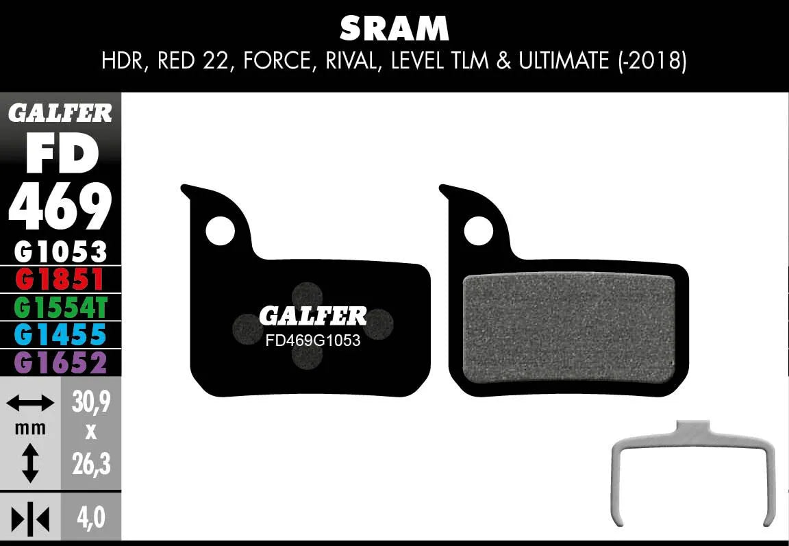 Galfer G1053 Standard Brake Pads for SRAM TLM/HDR/RED 22
