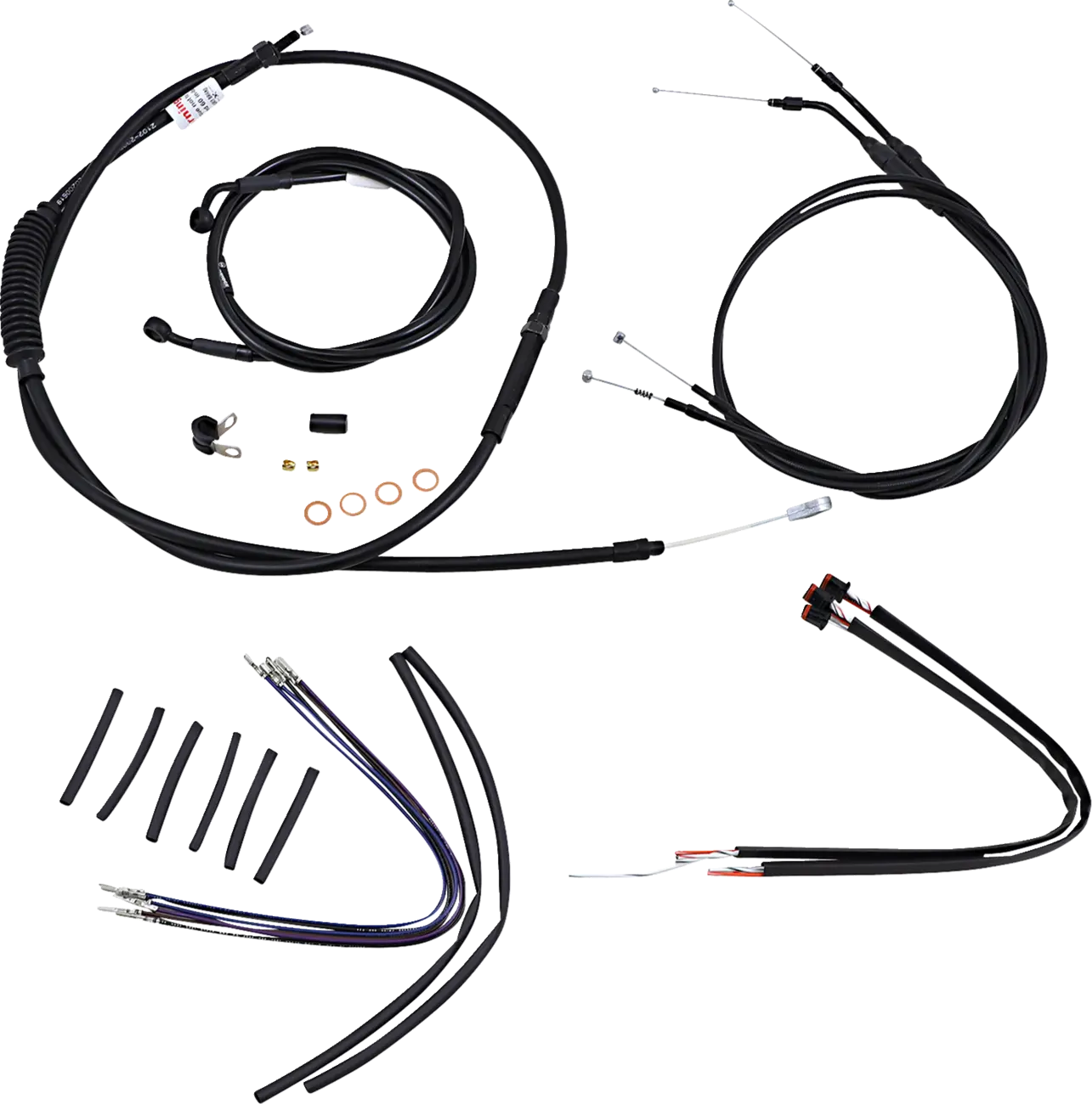 BURLY BRAND Black Vinyl Handlebar Cable Kit for Ape Hangers