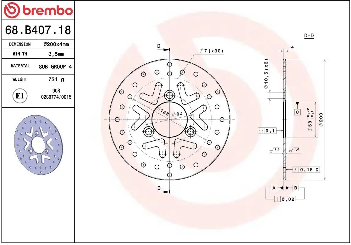 Brembo Serie Oro Prime Line Fixed Brake Rotor - Front