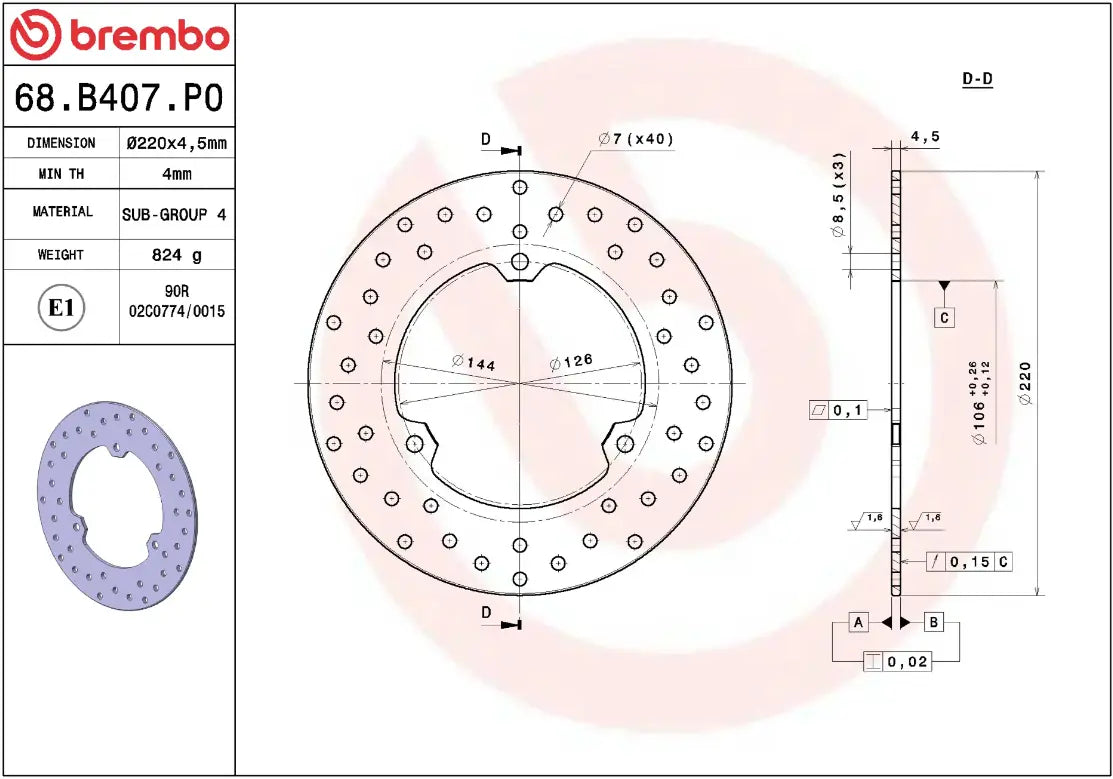 Brembo Serie Oro Prime Line Fixed Brake Rotor - Rear