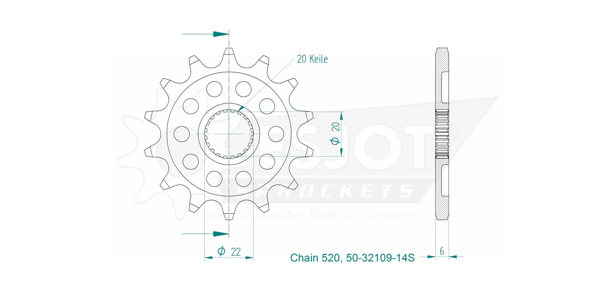 Esjot 520 Sport Sprocket Front - High-performance