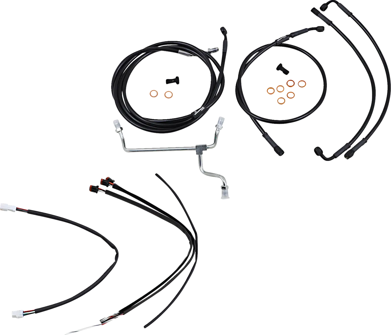 BURLY BRAND Black Vinyl Handlebar Cable/Line Kit for Ape Hangers