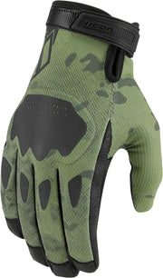 Icon Hooligan Ce Gloves For Sport Riding - Black/Camo Green