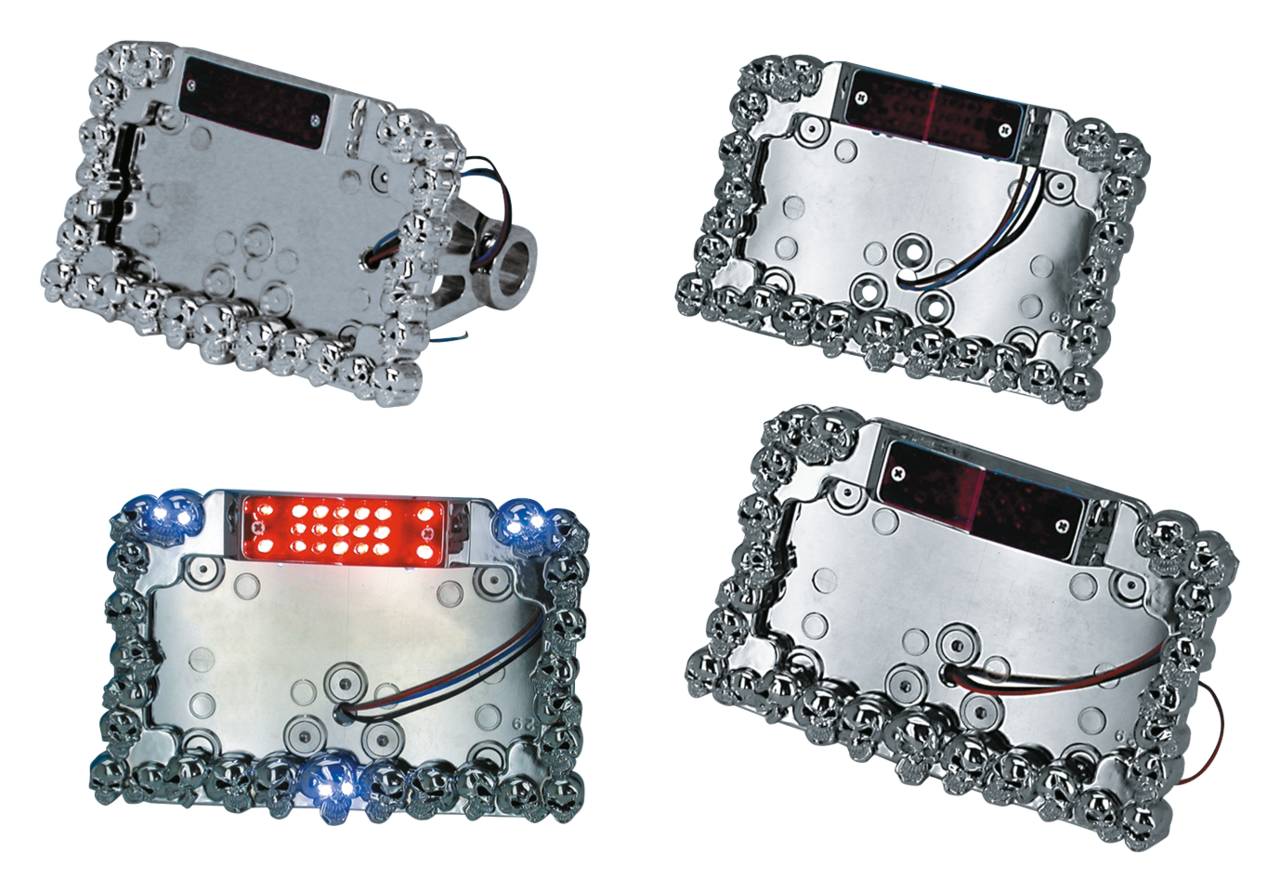 Zodiac Skull Maniac License Plate Brackets with LED Taillights – Electric & Light