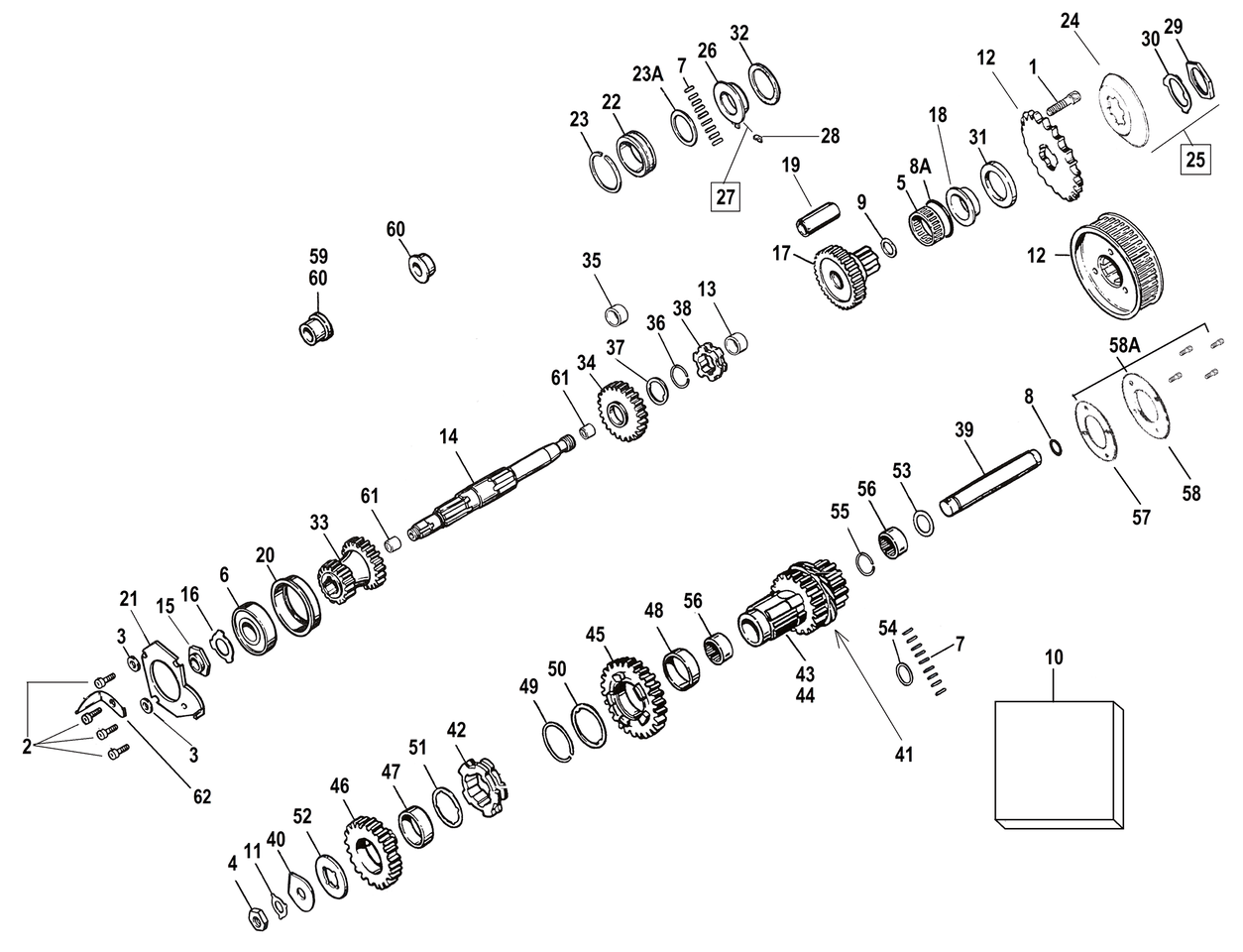 V-Twin Transmission Gears & Shafts for 4-SPEED Big Twin