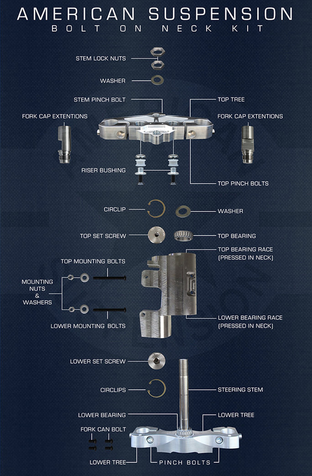 American Suspension Bolt-On Neck Kits for Touring – Front Forks