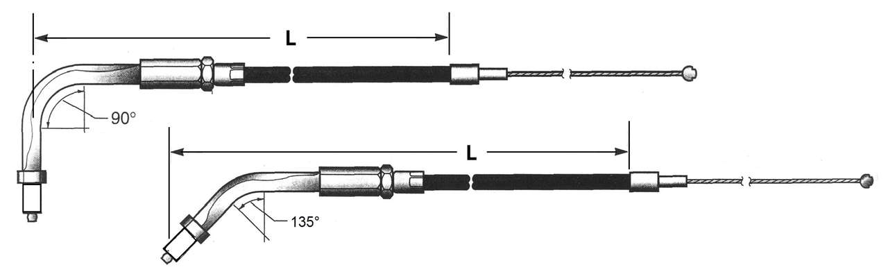 Zodiac T04 - Throttle & Idle Cable 1996-2015 Softail, 1996-2017 Dyna, 1996-2001 Carburetor Equipped Touring & 2007 to Present Sportster – Control Cables & Hydraulic Lines