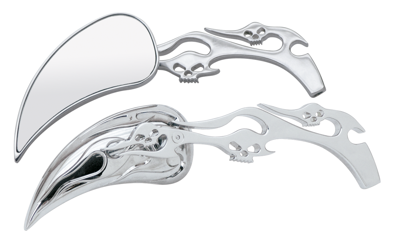 Zodiac Meteor Mirror Set with Skulls and Flames – Handlebar