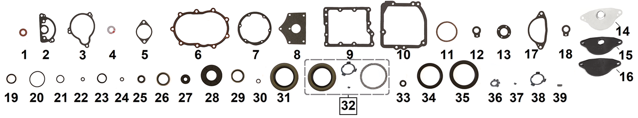 V-Twin Transmission Gasket & Seals for 4 Speed Big Twin 1936-1986