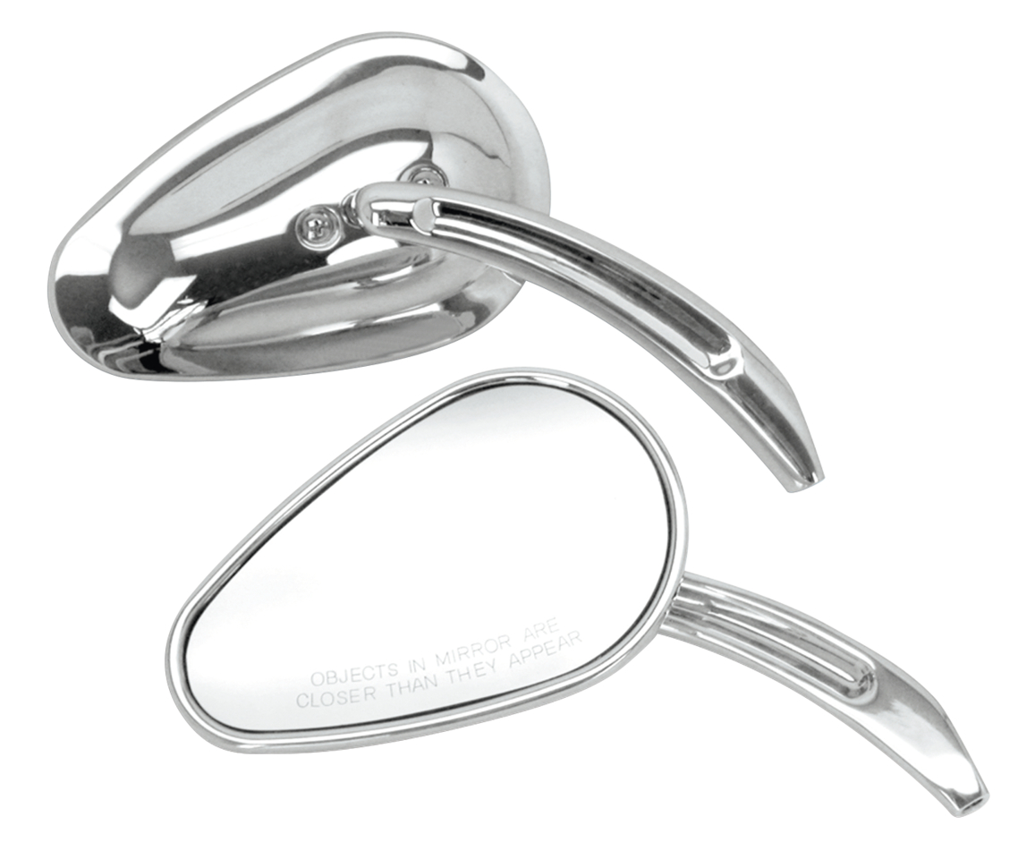 Zodiac Chrome Sweeping Teardrop Style Mirrors – Handlebar