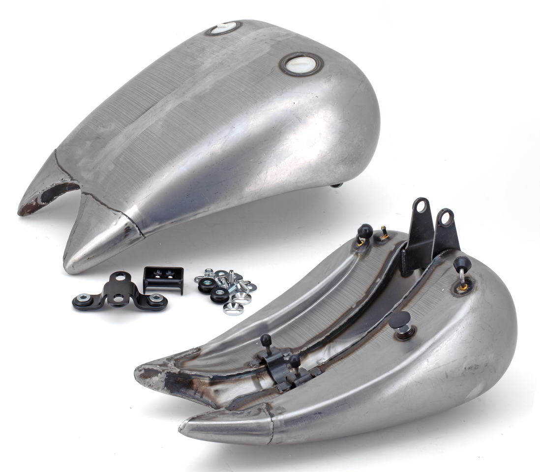 Zodiac One Piece 4" Stretched Steel Smooth Top Gas Tank for Softail – Gas- & Oil Tank