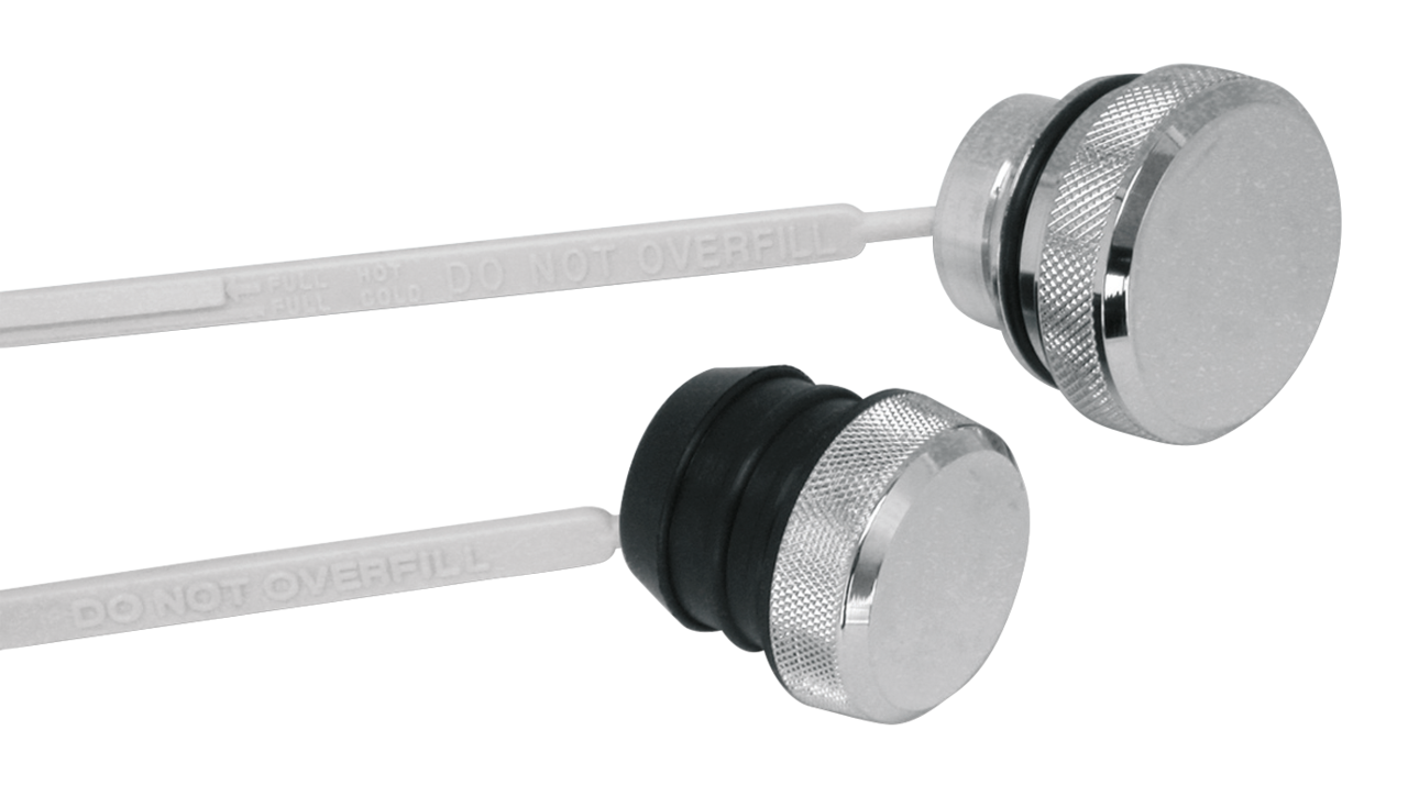 Zodiac Chrome Oil Tank Plugs with Dipstick – Gas- & Oil Tank