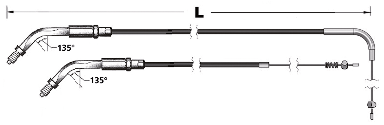 Zodiac Throttle Cables for Use with Early Mikuni HS42 and HSR45 Carburetors and 1986-1995 Style Threaded Throttle Grip – Control Cables & Hydraulic Lines